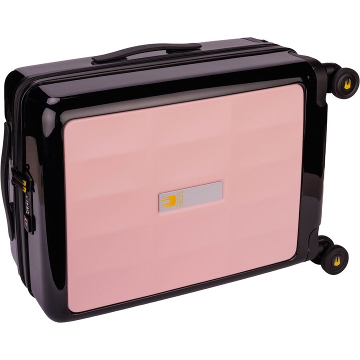 Troler Sagrada Catalana EXPEDITION-001, 56x25cm, negru/roz, material ABS