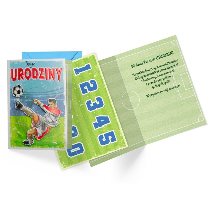 Felicitare B6 KUKARTKA Urodziny, colorata, cu stickere pentru varsta, 16.6x11.7cm, set cu envelopa