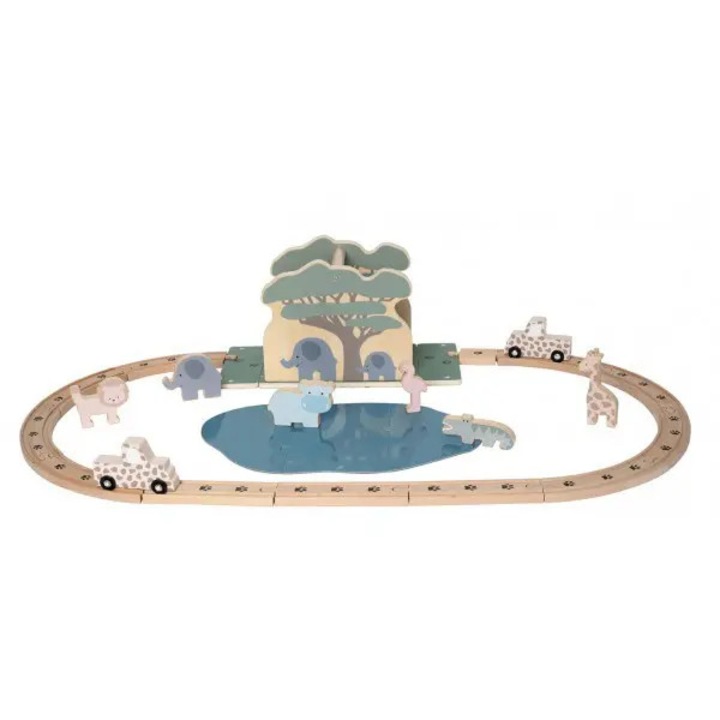 Trenulet de jucarie, Jabadabado, Safari, 2 animale, multicolor, 30x45cm