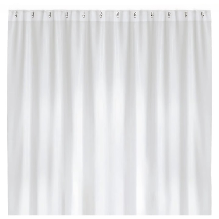 Perdea de dus LiBa, 183 x 213 cm, impermeabila, lavabila, rezistenta la mucegai, fara inele, culoare alb