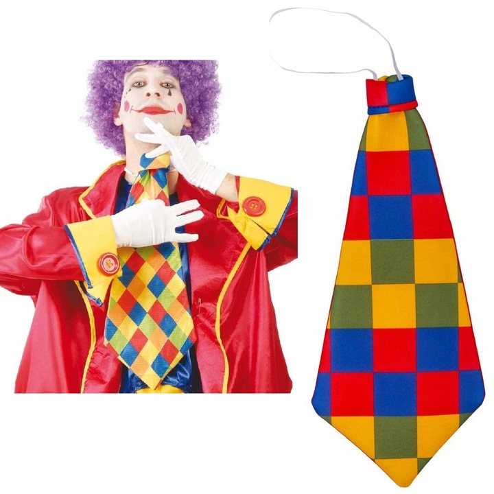 Cravata clovn, Kraszek, colorata, 55cm, set 1 buc.