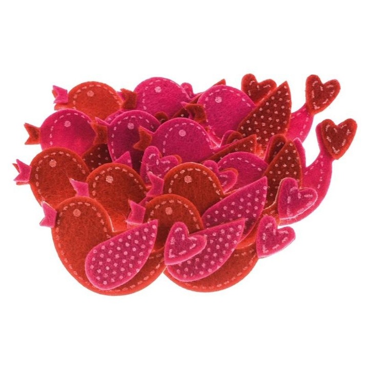 BREWIS dekoratív matricák, 12 darabos szett, szívek és madarak