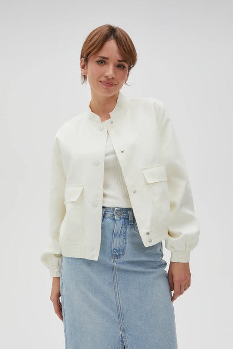 Jacket bomber alb cu buzunare Off White, Alb