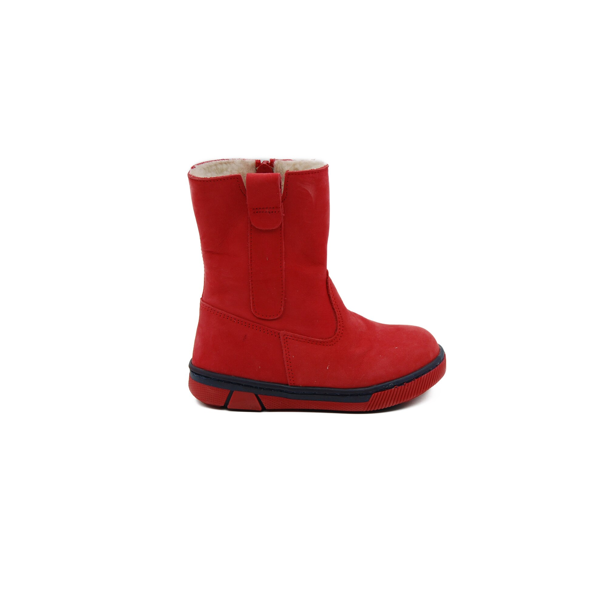 Cizme copii Sibel Bebe EVO927, Ortopedice, imblanite, piele intoarsa, rosu, nr