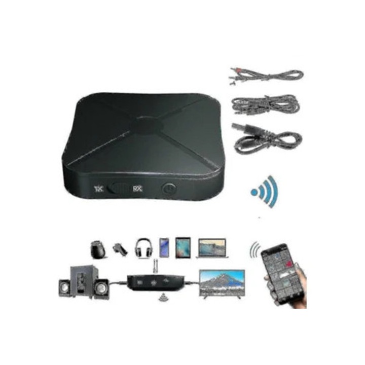 Vezeték nélküli Bluetooth adó és vevő, sztereó audio adapter TV-hez, többszínű