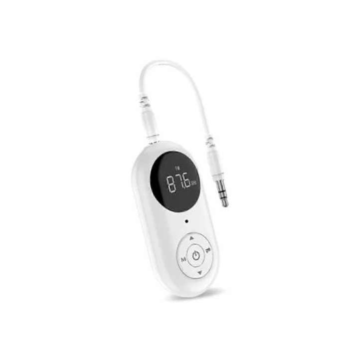 Transmitator si receptor Bluetooth 3-in-1, audio wireless, pentru TV si masina, Alb