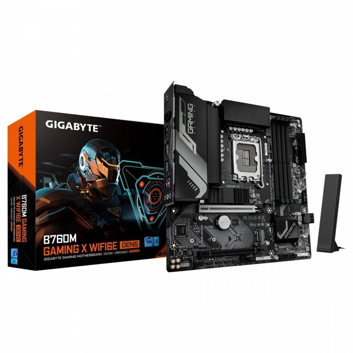 Дънна платка Gigabyte B760M GAMING X WIFI6E, 4x DDR5, 2,5 GbE LAN, mATX