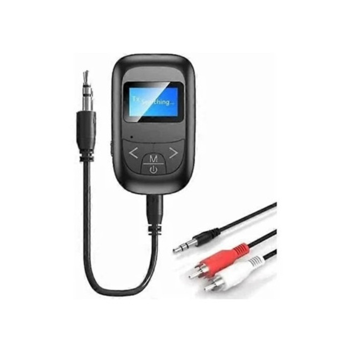 Transmitator si receptor Bluetooth 3 in 1, Bluetooth 5.0, cu display, jack 3.5mm, Negru