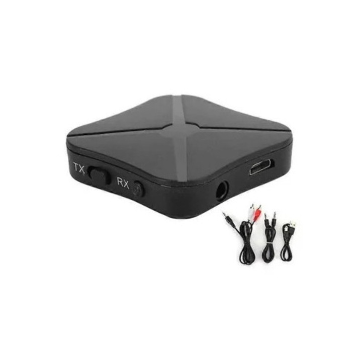 Vezeték nélküli audio adó és vevő 2 az 1-ben, Bluetooth 5.0, Fekete