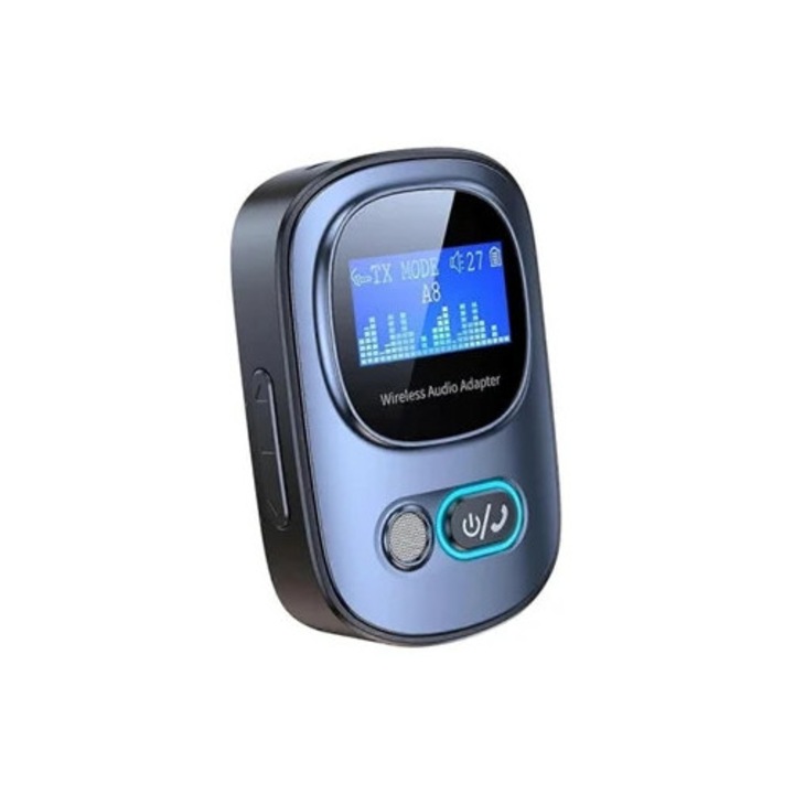 Transmitator si receptor Bluetooth 5.3, adaptor audio wireless portabil cu display LED, pentru TV, PC, masina, sistem audio acasa