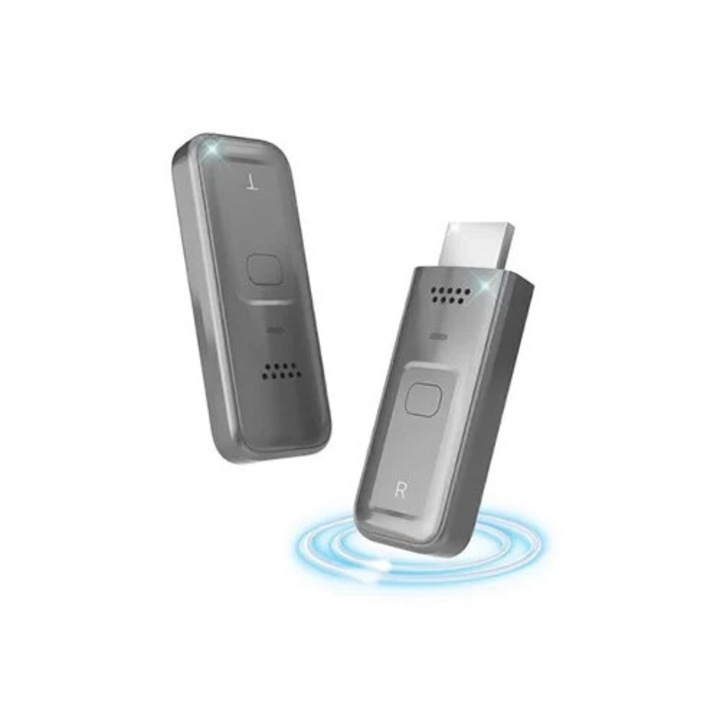 Transmitator si receptor wireless compatibil, 4k, argintiu