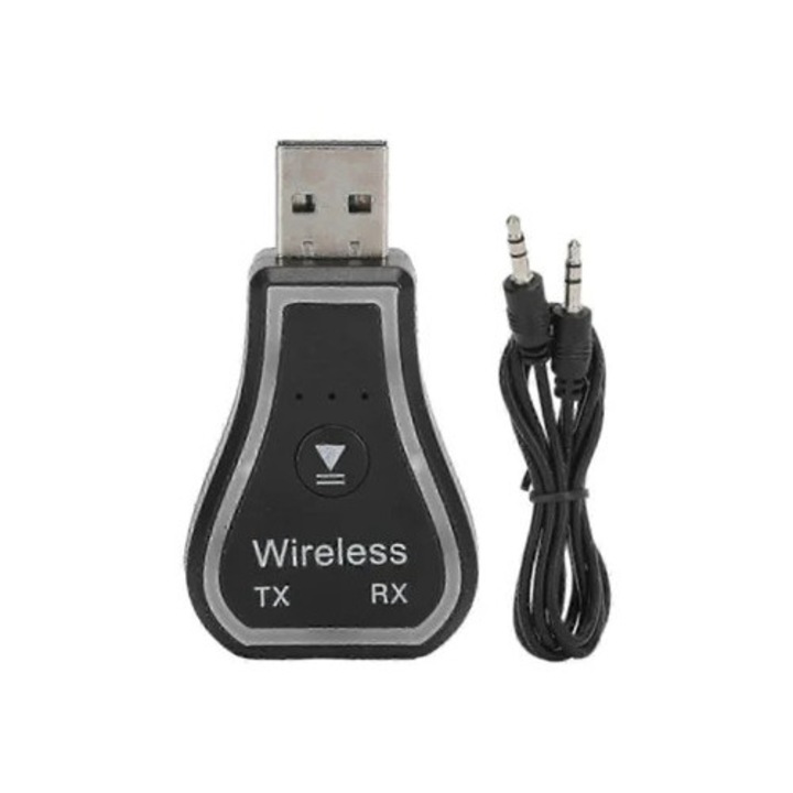 Transmitator si receptor wireless Bluetooth 5.0 cu adaptor audio si lumini ambientale colorate, set