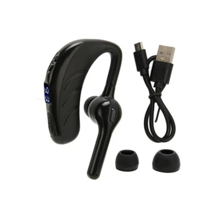 Vezeték nélküli Bluetooth fejhallgató zajcsökkentéssel, akkumulátor kijelzővel, fekete