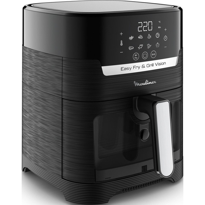 Friteuza cu aer cald Moulinex Easy Fry & Grill Vision EZ506820, grătar incorporat, 8 programe automate, 4.2 L, negru