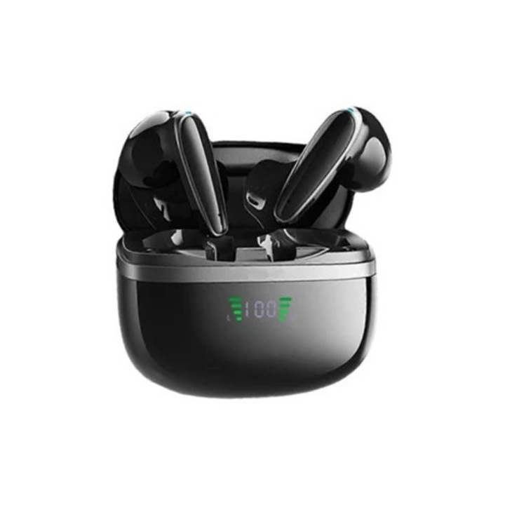 Vezeték nélküli fülhallgató, Bluetooth V5.1, zajszűrős, töltőtokkal és LED kijelzővel, Android és iOS rendszerhez