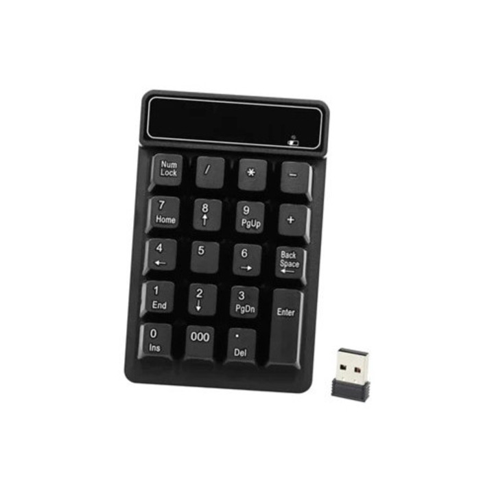 Tastatura numerica wireless 2.4GHz, 19 taste, impermeabila, pentru biciclete electrice