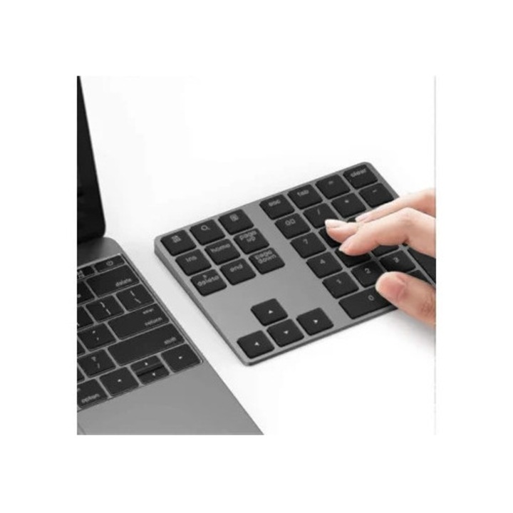 Tastatura numerica externa Bluetooth reincarcabila, 34 taste, slim, alba