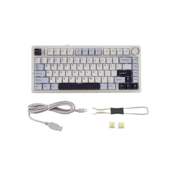 Tastatura mecanica F75, 80 taste, PBT, wireless Bluetooth, pentru gaming