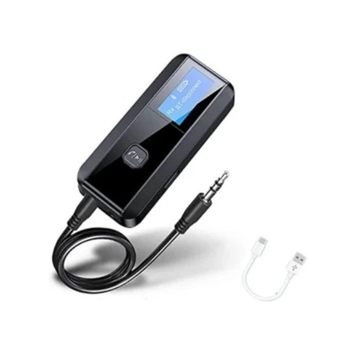 Безжичен Bluetooth 5.0 адаптер, приемник и предавател, 2 в 1, черен