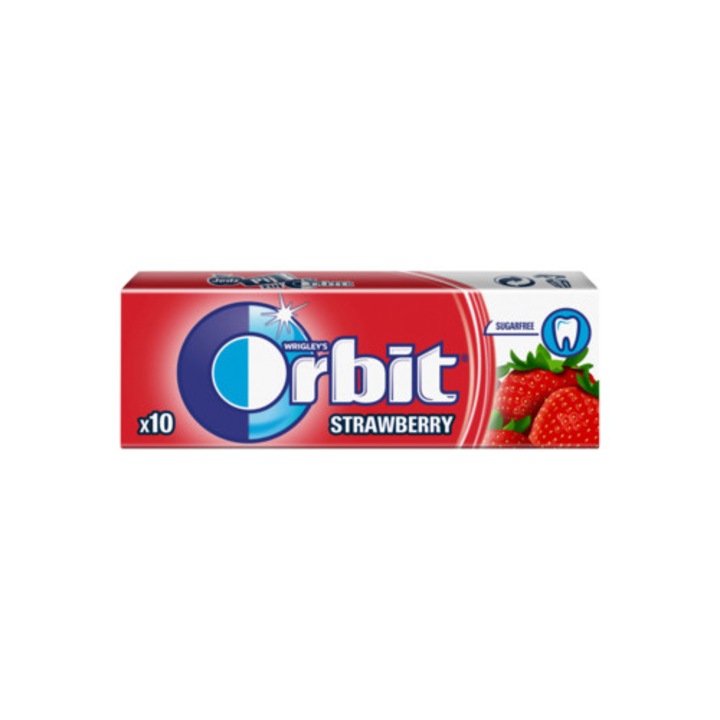 Guma de mestecat Orbit, aroma de capsuni, fara zahar, 14g