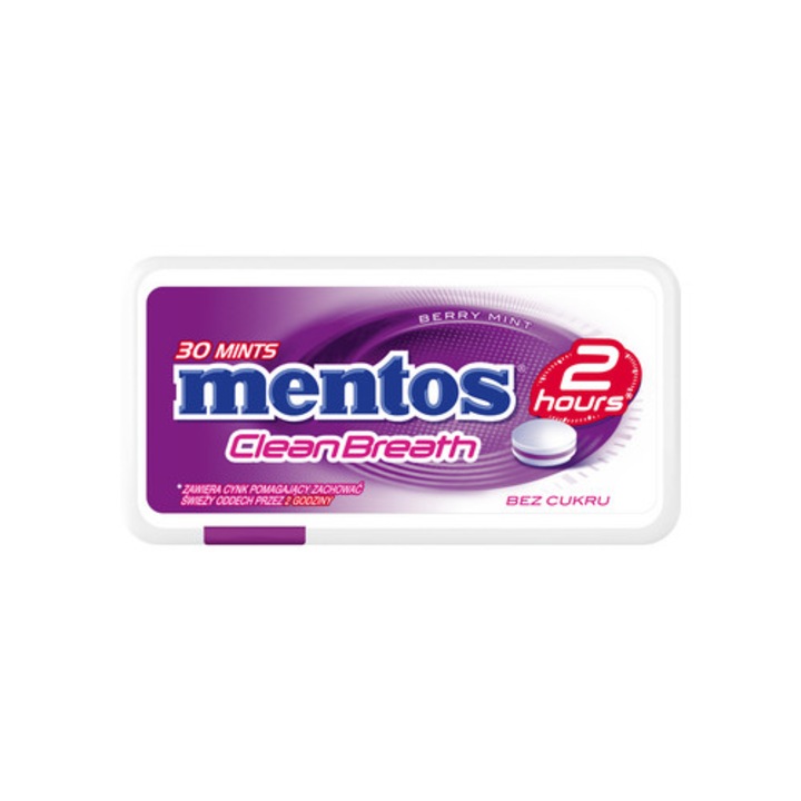 Dropsuri de respiratie proaspata Mentos, aroma Fructe de Padure, 21g, fara zahar, cu zinc