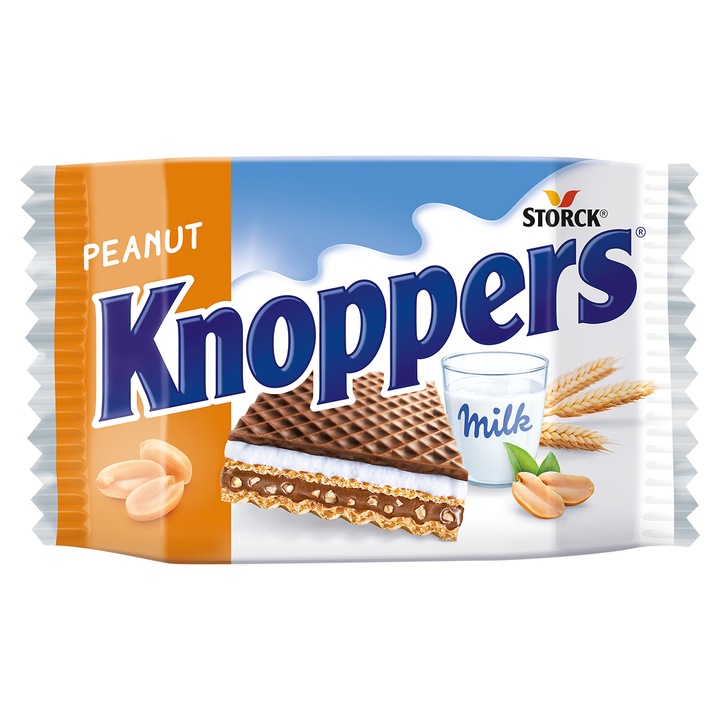 Napolitana Knoppers, 20g, cu ciocolata, cu alune