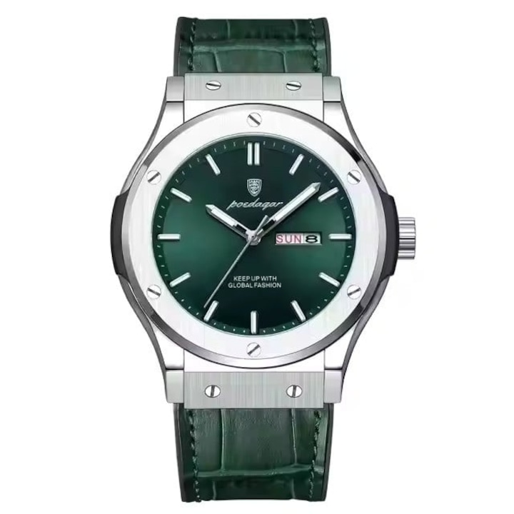 Poedagar férfi karóra alkalmi üzleti analóg kvarc zöld