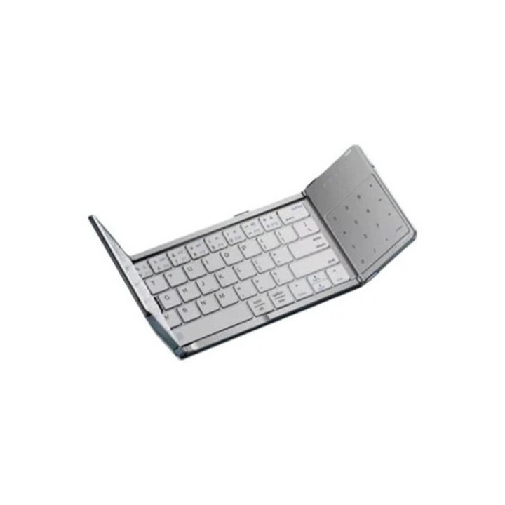 Tastatura pliabila cu touchscreen, wireless, Argintiu