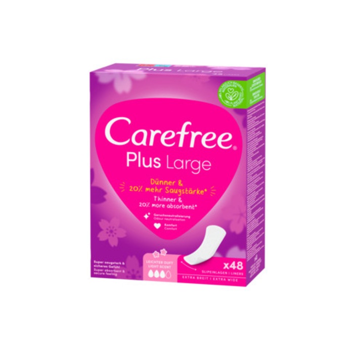 Egészségügyi betétek Carefree Plus Large, 46 darab, enyhe illatú, Franciaország