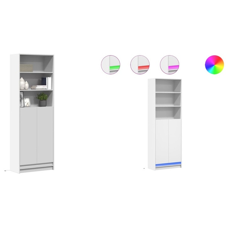 Dulap inalt cu LED alb 69x32, 5x200 cm lemn prelucrat