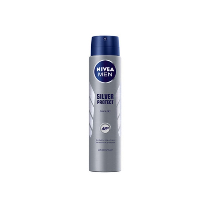 Antiperspirant NIVEA Silver Protect spray 250 ml, protectie 48h, parfum neutru