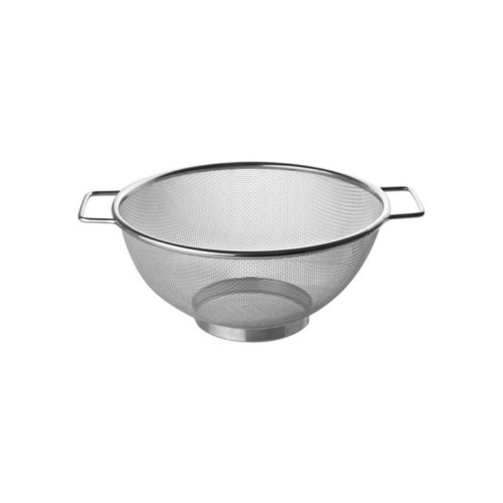 Цедка 26 см, Fackelmann, инокс, сребриста, с 2 дръжки