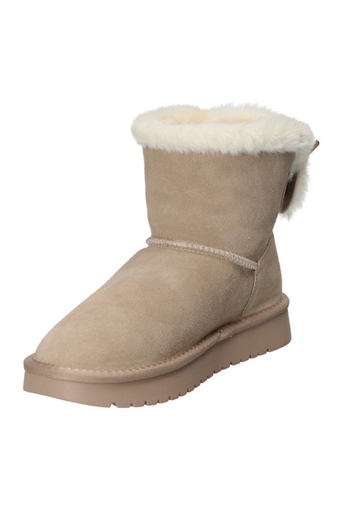 Ghete de iarna Dama, American Club, Cy181, Piele Naturala, Slip-On, EMU, Izolati cu blana, Bej