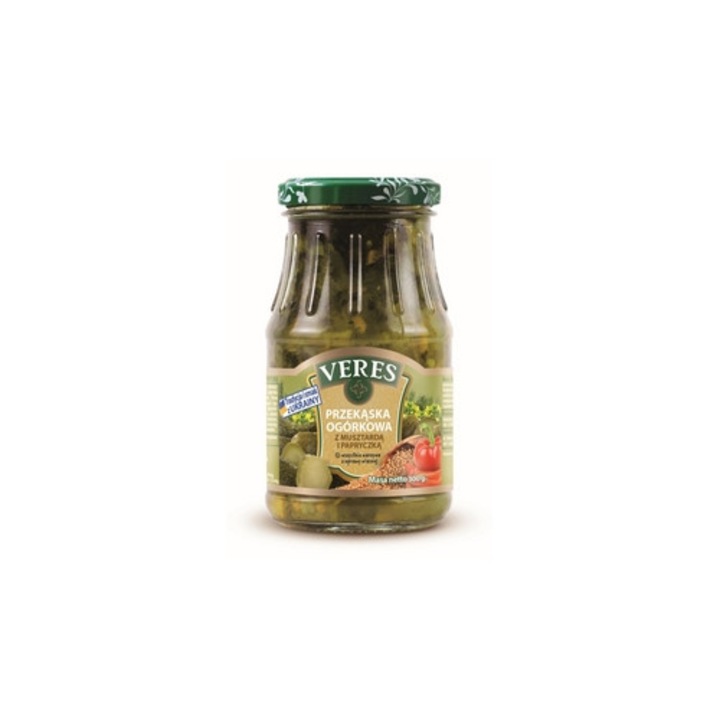 Gustare din castraveti cu mustar si ardei Veres 300g, fara gluten, sterilizata