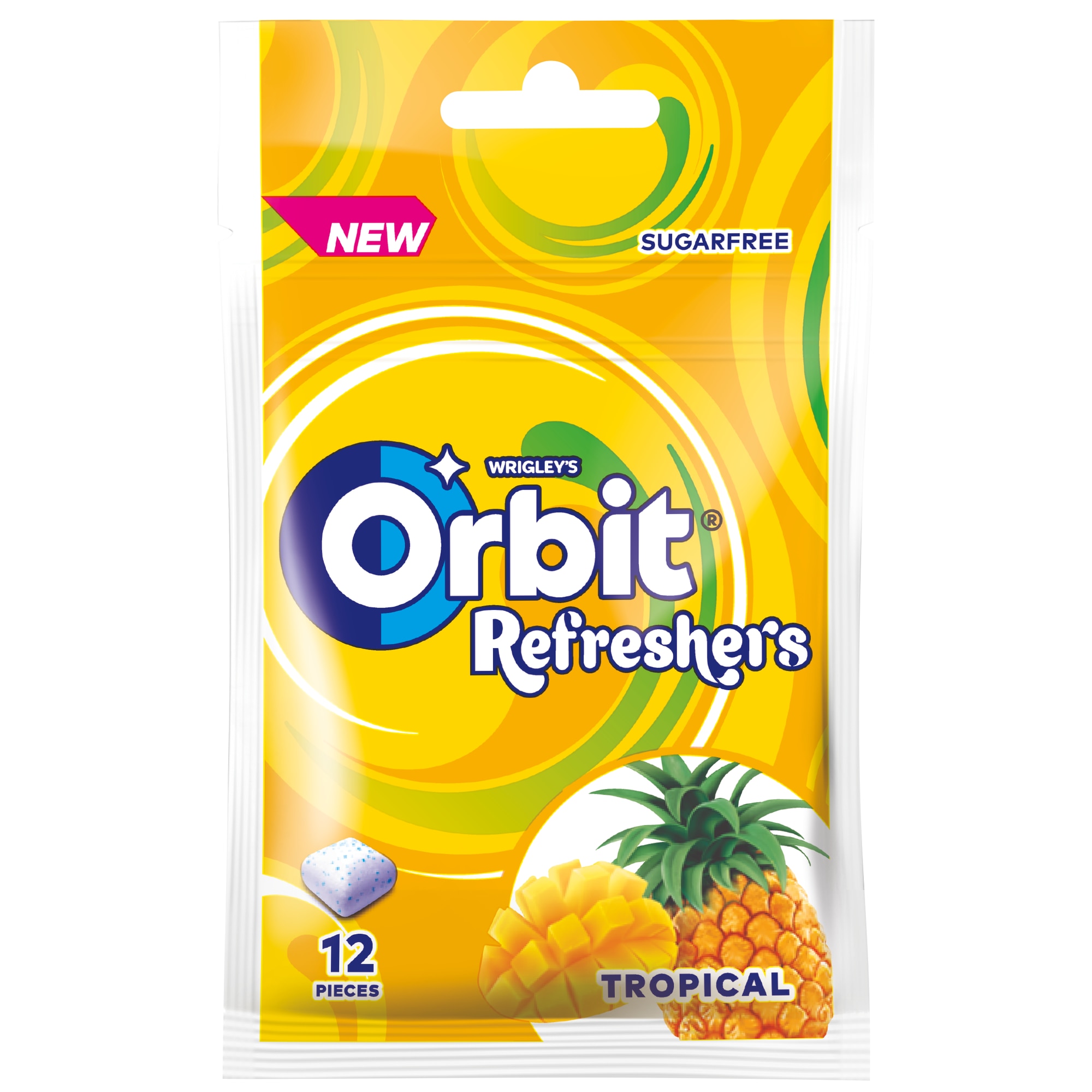 Orbit Refreshers Tropical, guma de mestecat fara zahar, 26g, set