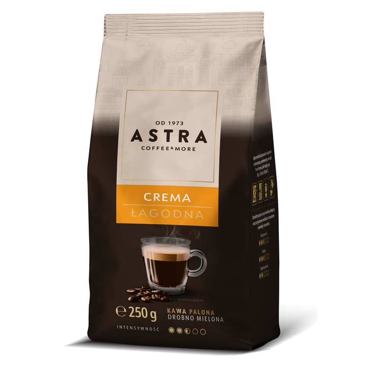 Őrölt kávé, Astra, LAGODNA Crema, 250g, dió és méz aroma
