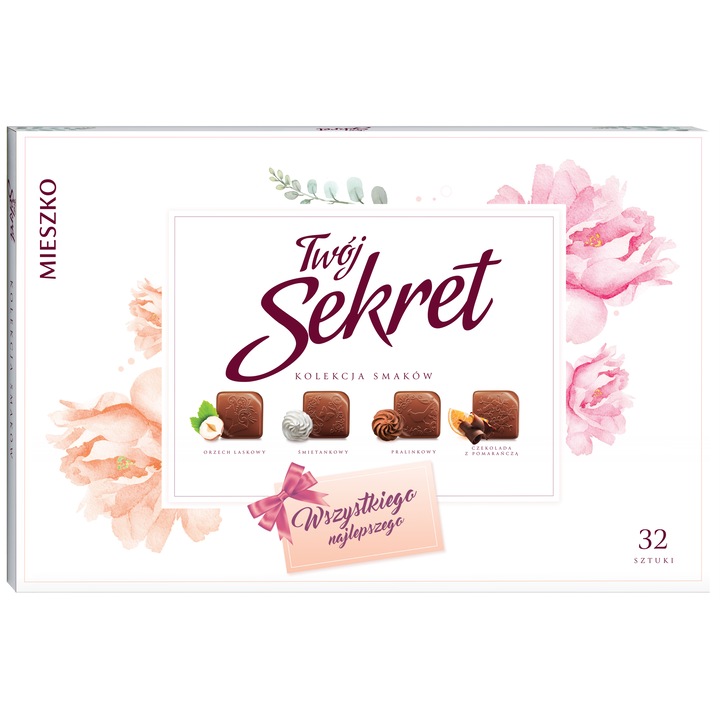 Praline MIESZKO, 4 arome: alune, smantana, ciocolata, portocala, 215g