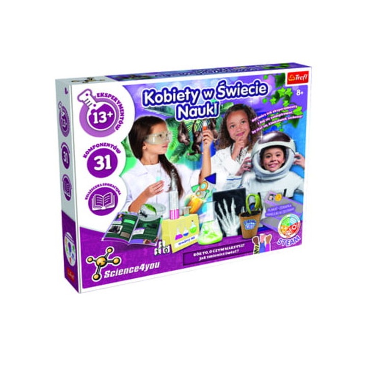 Комплект Атлас за деца, Science4you, Жени в науката, 15 експеримента, 30x60x38см