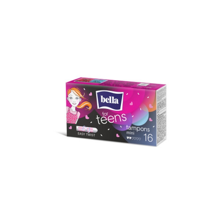 Bella mini tamponok tiniknek, 20 darab, applikátor nélkül, enyhe vérzéshez, 100% viszkóz, illatmentes