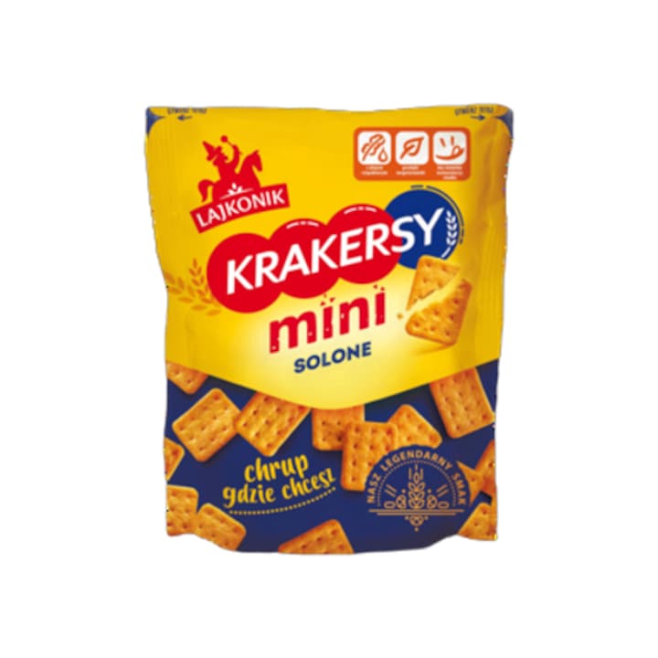 Mini Crackeri Sarati LAJKONIK 100g, gustare crocanta, ambalaj convenabil