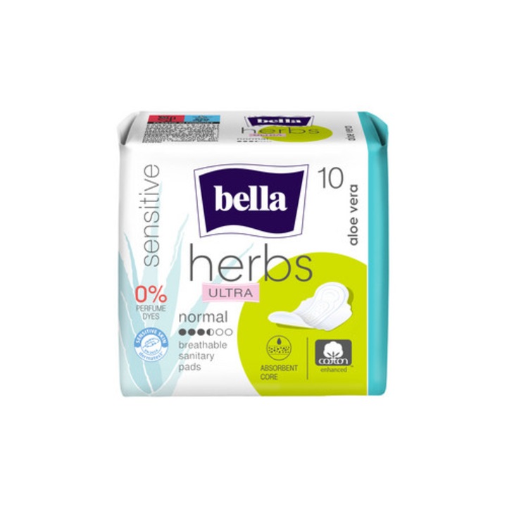 Bella Herbs Ultra Normal tampon, 10 db, aloe verával, 3,5/6-os nedvszívó képesség, 2 mm vastagság