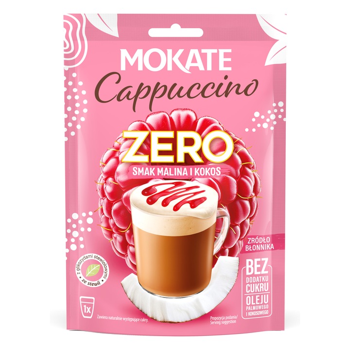 Cappuccino, Mokate, málna és kókusz aroma, 20g