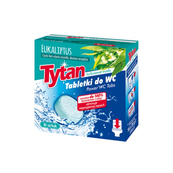 Таблетки за почистване на тоалетна, Tytan Power Tabs, 16 броя, евкалипт, 320гр