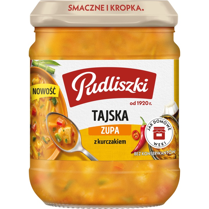 Supa thailandeza cu pui Pudliszki 440g, picanta, 7,2% carne de pui