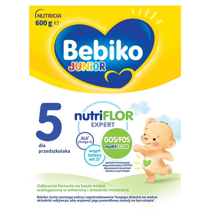 Bebiko Junior 5 Mleko praf pentru copii, 600 g, cu omega 3, gust de lapte
