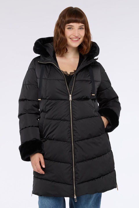 Fiorella Rubino, Geaca cu vatelina si gluga, Negru, 54