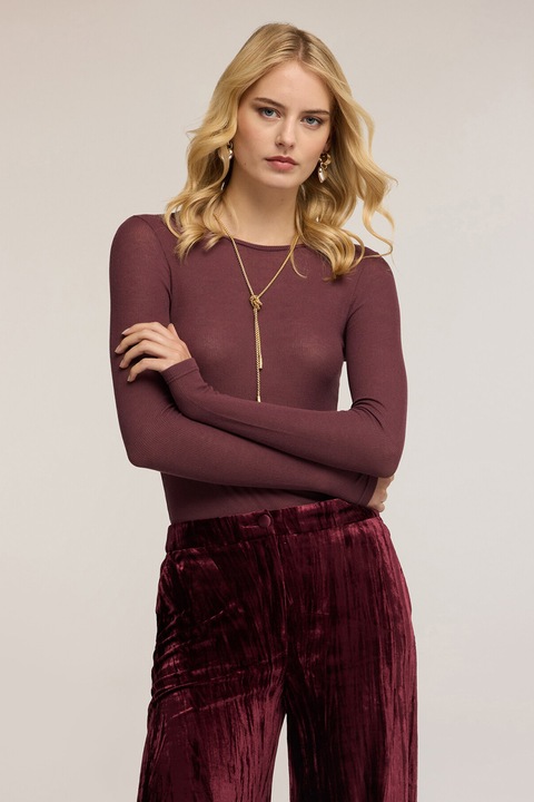 Motivi, Bluza slim fit din amestec de modal, Rosu inchis