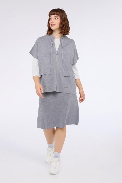 Fiorella Rubino, Bluza de trening cu fermoar si buzunare frontale, Gri melange