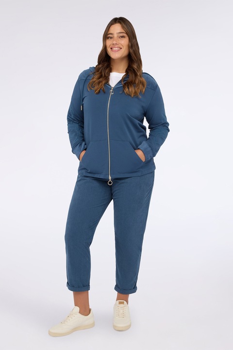 Fiorella Rubino, Hanorac cu fermoar si buzunare oblice, Albastru melange