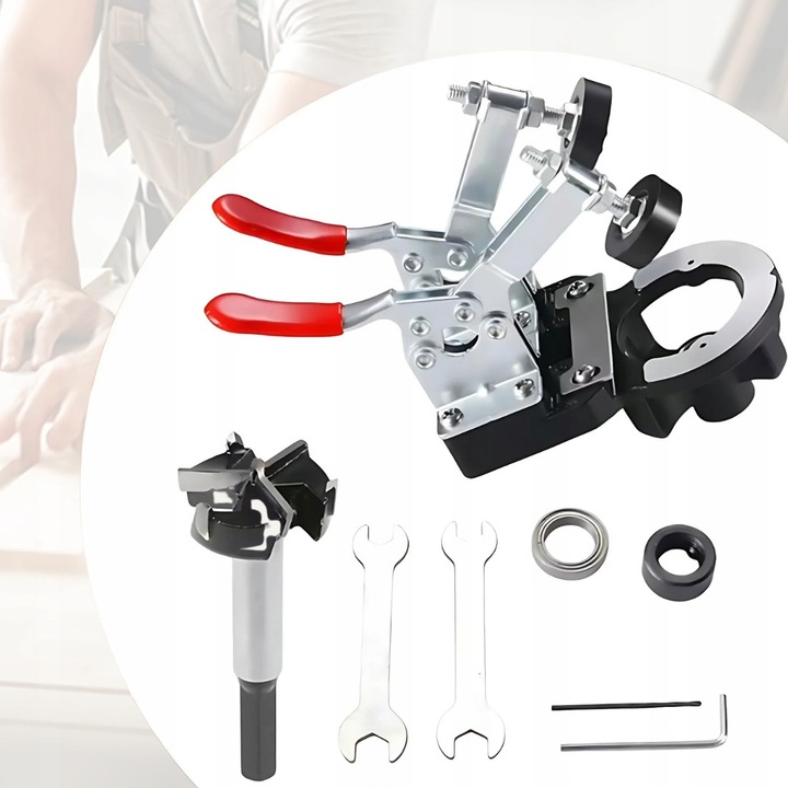 Sablon pentru gaurirea orificiilor pentru balamale, diametru orificiu 35mm, adâncime găurire 10-15mm, 118x75mm, multicolor